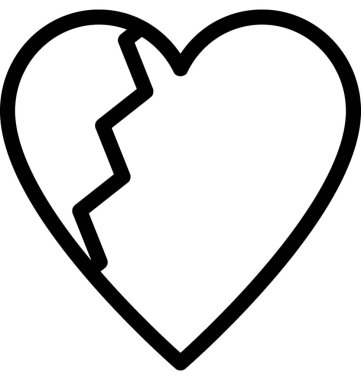 Kırık kalp vektör satırı simgesi