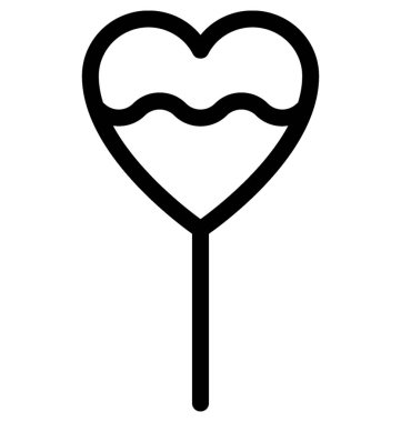 Kalp lolipop vektör satırı simgesi
