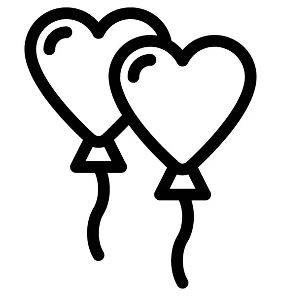 Heart Balloon Vector Line Icon — Stock Vector