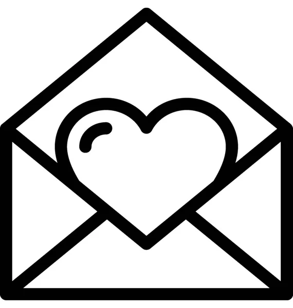 Carta Amor Vector Ícone Linha —  Vetores de Stock