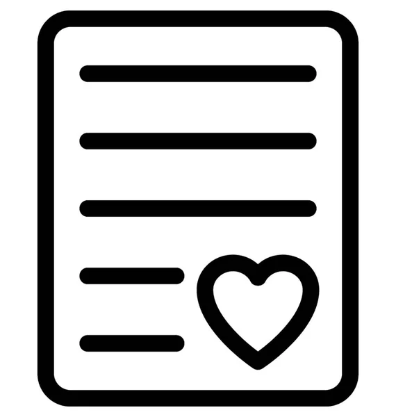 Carta Amor Vector Ícone Linha —  Vetores de Stock