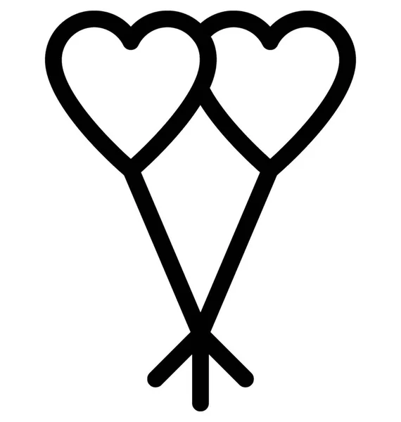 Heart Balloon Vector Line Icon — Stock Vector