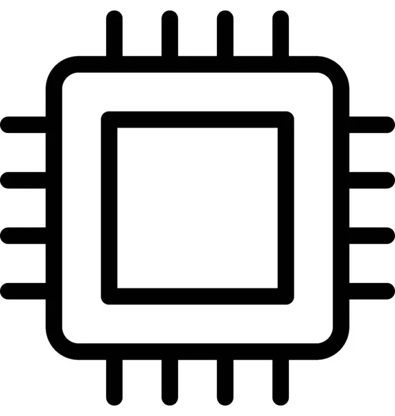 Processor Chip Vector Line Icon — Stock Vector