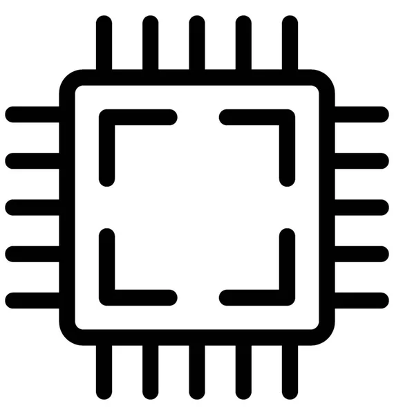 Processorn Chip Vektor Linje Ikonen — Stock vektor
