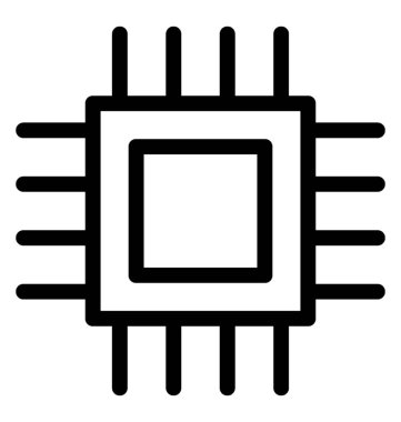 CPU çip vektör satırı simgesi