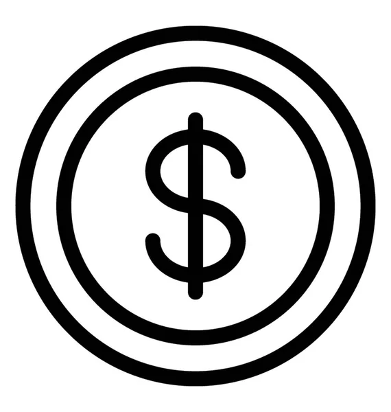 Dollar Vector Lijn Pictogram — Stockvector