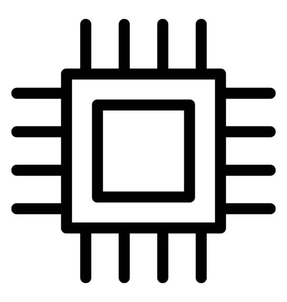 Icona Della Linea Vettoriale Del Chip Cpu — Vettoriale Stock