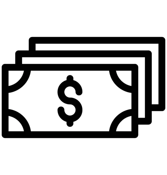 Banknotes Vector Line Icon — Stock Vector