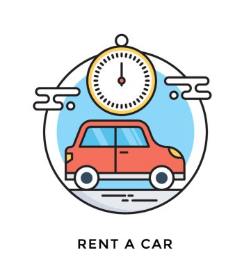 Kiralık Araba düz vektör simgesi