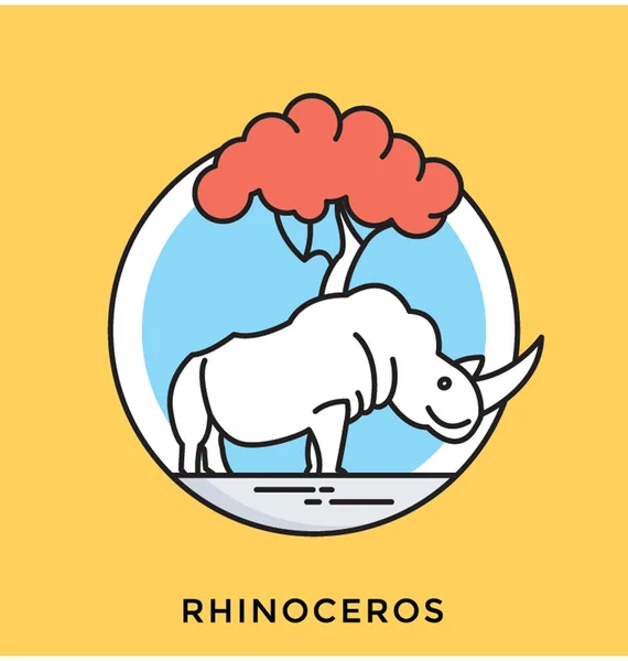 Icône Vectorielle Plate Rhinocéros — Image vectorielle