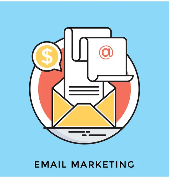 Email Marketing Icona Vettoriale Piatta — Vettoriale Stock