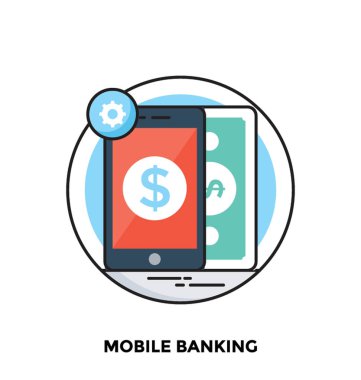 mobil bankacılık düz vektör simgesi