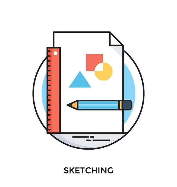 Sketching Flat Vector Icon — Stock Vector