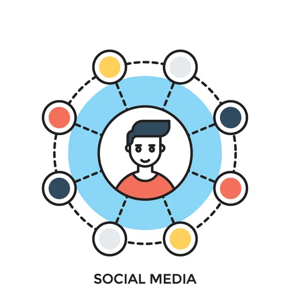 Icona Vettoriale Piatta Dei Social Media — Vettoriale Stock