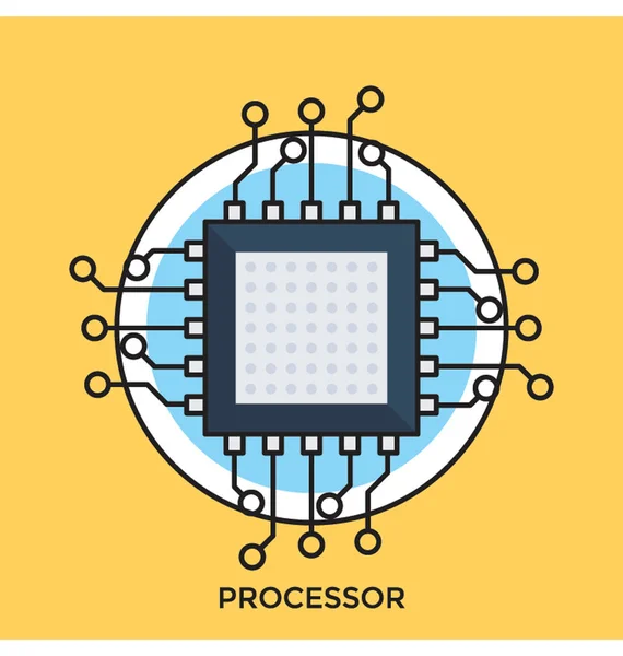 Processador Flat Vector Icon — Vetor de Stock