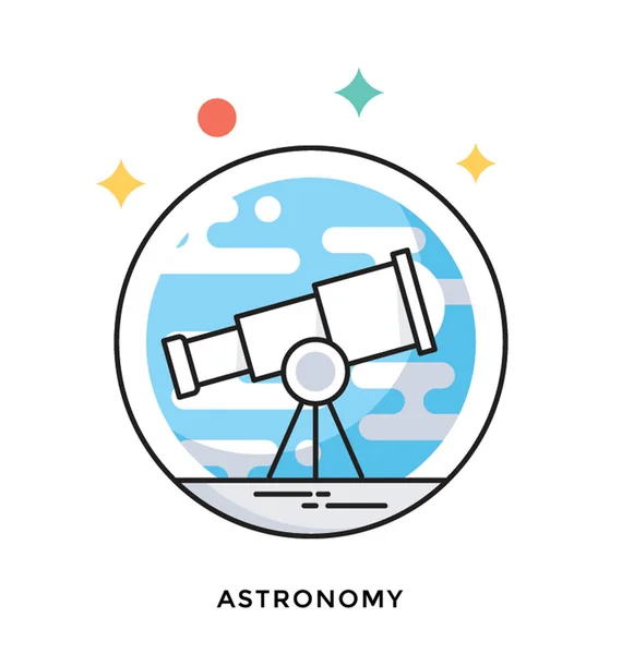 Astronomii Plochý Vektorové Ikony — Stockový vektor