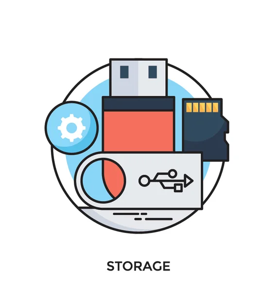 Icône Vectorielle Plate Stockage — Image vectorielle