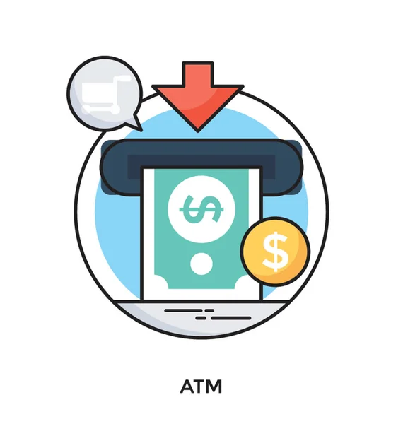 Atm Vlakke Vector Pictogram — Stockvector