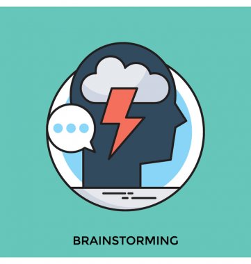 Beyin fırtınası düz vektör simgesi