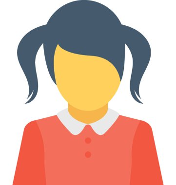 Genç kız düz vektör simgesi 