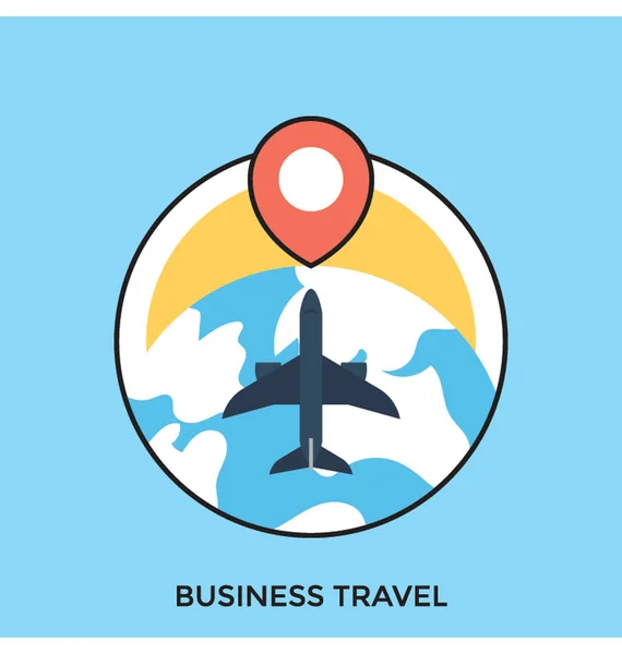 Business Travel Ploché Vektorové Ikony — Stockový vektor