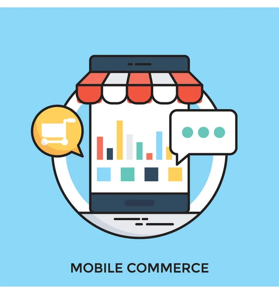 Mobile Commerce Flache Vektor Ikone — Stockvektor