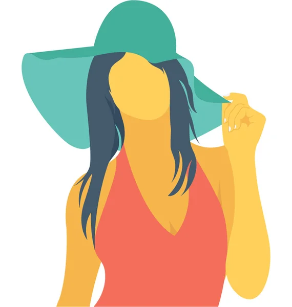 Modelo Chica Plana Vector Icono — Archivo Imágenes Vectoriales