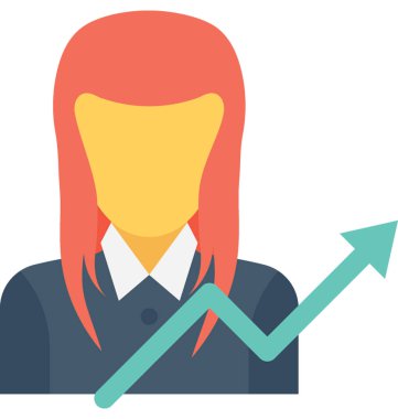 İş kadın düz vektör simgesi 