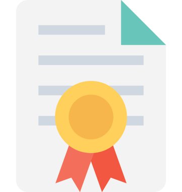 Sertifika düz vektör simgesi