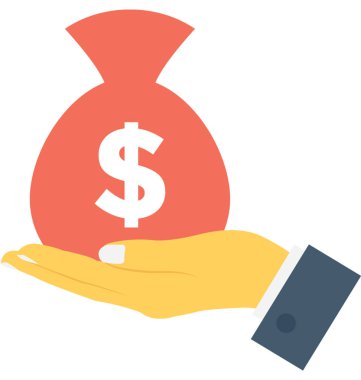 Para çuval düz vektör simgesi