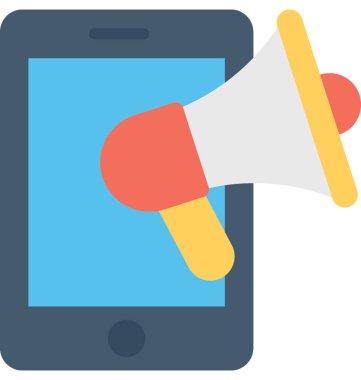 Mobil reklam düz vektör simgesi