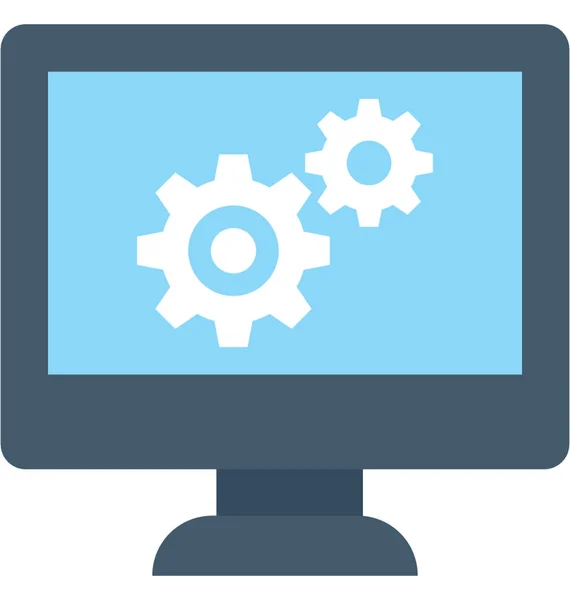 Monitor Instellingen Platte Vector Icon — Stockvector