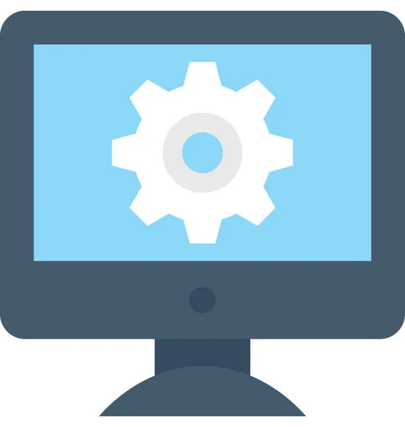 Monitor Instellingen Platte Vector Icon — Stockvector