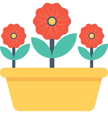 Bitki Pot düz vektör simgesi 