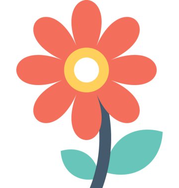 Düğün çiçeği çiçek düz vektör simgesi 