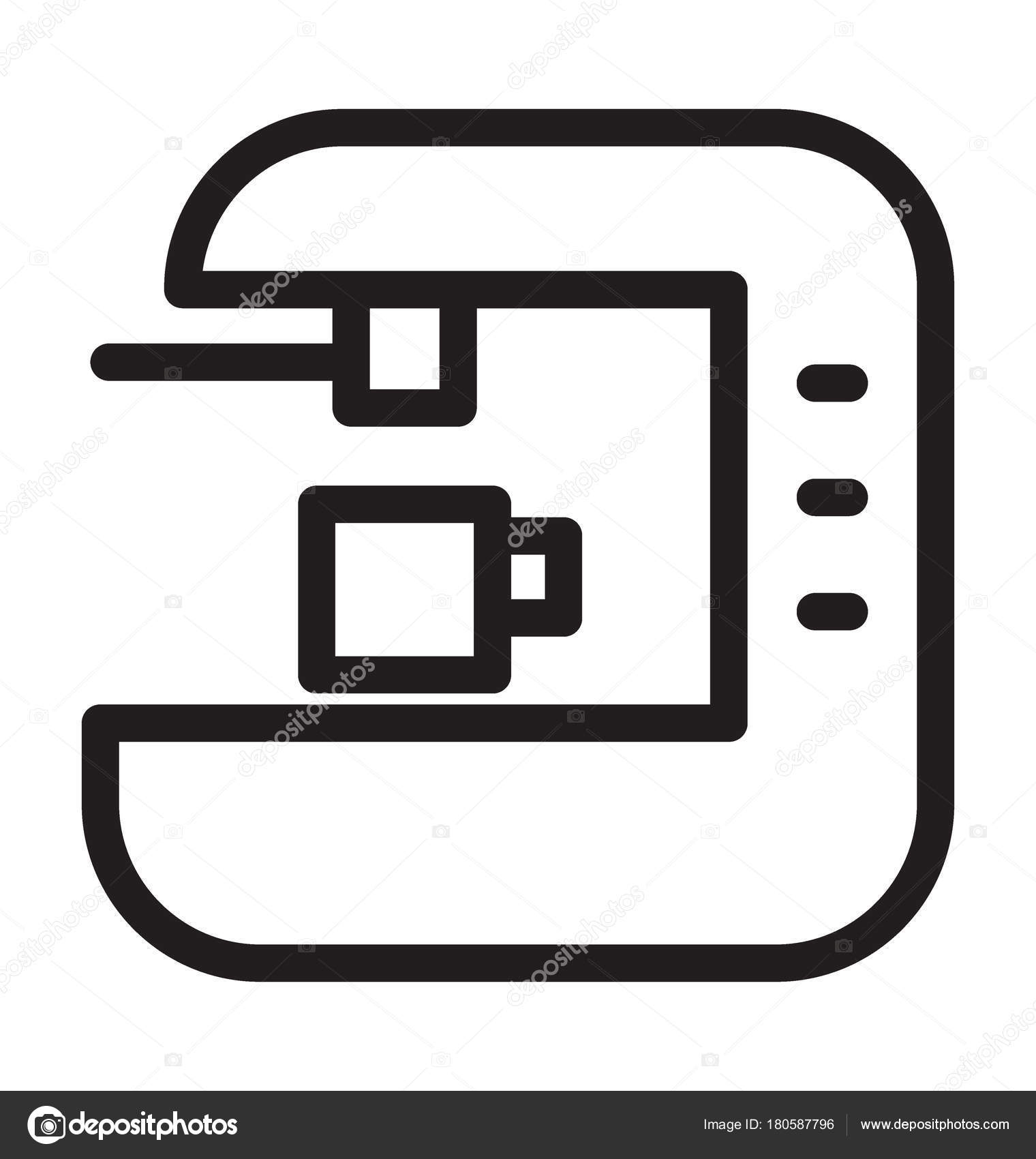 Download Coffee Maker Vector Outline Icon — Stock Vector ...