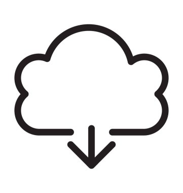 bulut indirme çizgisi vektör simgesi