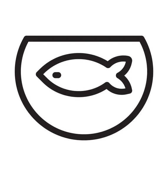 Векторная Икона Линия Аквариума Рыбы — стоковый вектор
