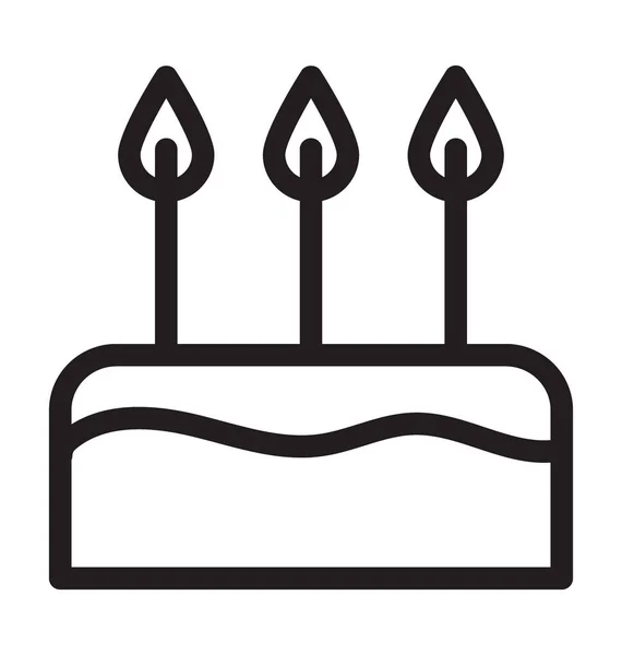 Gâteau Anniversaire Ligne Vectoriel Icône — Image vectorielle