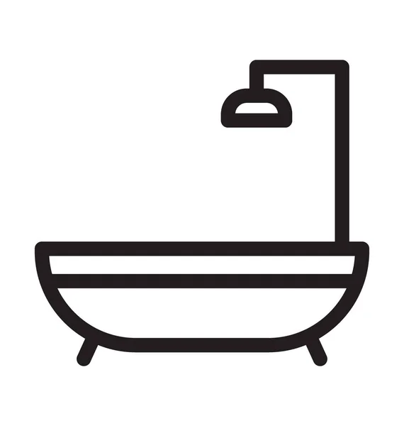 Bathtub Vector Outline Icon — Stock Vector