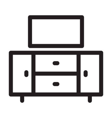 TV standı vektör anahat simgesini