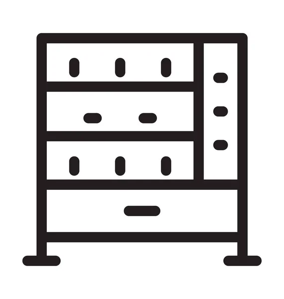 Bücherregal Vektor Umriss Symbol — Stockvektor