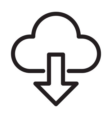 bulut indirme çizgisi vektör simgesi