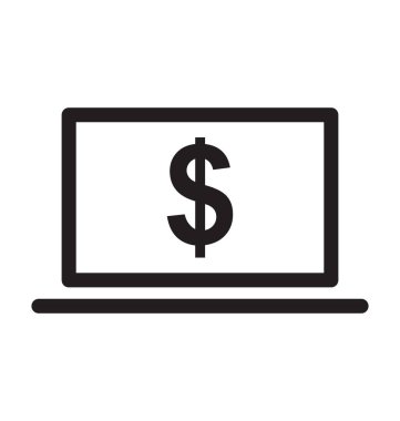 Banknot çizgi vektör simgesi