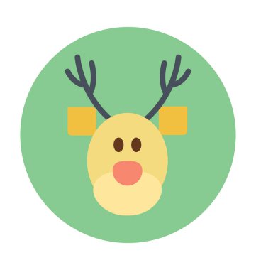 Ren geyiği başını renkli vektör simgesi