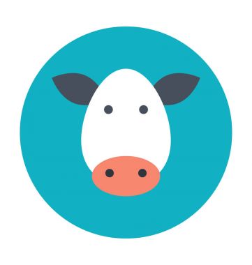 İnek kafa renkli vektör simgesi