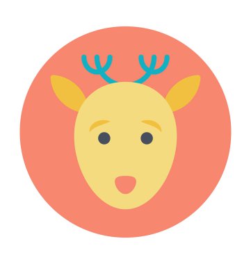 Ren geyiği başını renkli vektör simgesi