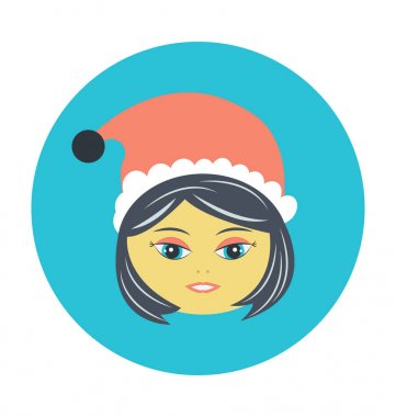 Kız yüz renkli vektör simgesi