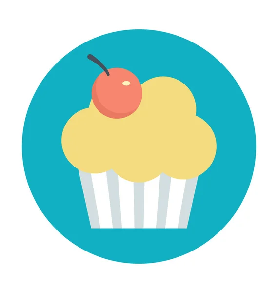 Cupcake Colorido Vetor Ícone — Vetor de Stock