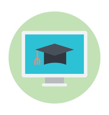 E öğrenme renkli vektör simgesi